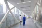 Interior view of bridge connecting the old hospital building to the new.