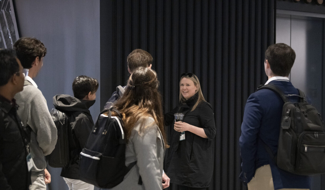 Slide 5 of 6, Julie Michiels leads a tour of 800 Fulton Market.
