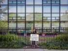 Urban designer Tiara Hughes in front of the AKA Headquarters building designed by Black architect John Moutoussamy.