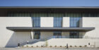 The south facade of the Mulva Cultural Center