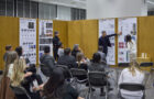 SOM Partner Scott Duncan addressing a student's work at an IIT Studio Review for the Master of Tall Buildings and Vertical Urbanism (M.TBVU.) program.