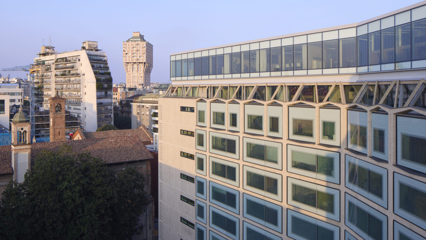 Slide 3 of 6, Taking an innovative approach to retrofit and renovation, SOM has transformed Corso Italia 23 into a dynamic and verdant campus and reconnected it to the city.