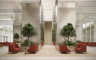 Render of renewed lobby of Rondo 1 in Warsaw