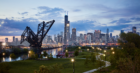 Chicago skyline along the river